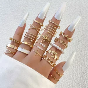 Personalized Fashion Rings Set Multiple Geometric Joint Designs for Stylish Layering