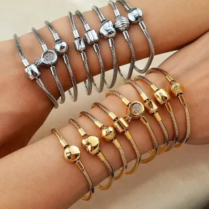 Personalized Fashion Snake Bone Bracelet Silver Gold PVD Plated Waterproof Hypoallergenic Stainless Steel for Lovers