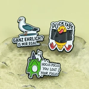Personalized Frog Duck Cartoon Brooch Fashion Joker English Letter Accessories Clothing Badge Animal Theme
