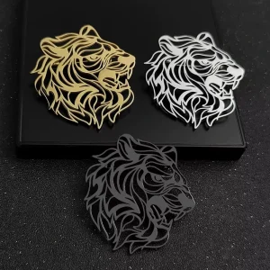 Personalized Gold And Silver Plating Stainless Steel Animal Creative Lion Brooches For Women And Men