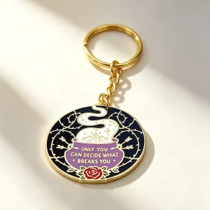 Personalized Gold Plated Pendant Key Charms Custom Small Moq Fancy Zinc Alloy Hard Enamel Keychain