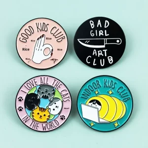 Personalized Humor English Brooch Cartoon Cute Pattern Badge Fixed Pin Accessories Cross border Spot Dripping Oil Technique