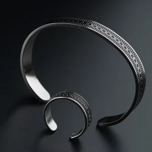 Personalized Message Islam Muslim Men Jewelry Gift Stainless Steel Arabic Bracelet Ayatul Kursi Cuff Bangles Women Jewelry Set