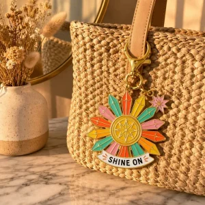 Personalized Metal Keychain Clothes Hat Decoration Custom LOGO Letters Bohemian Sun Soft Hard Enamel Keyring Positive