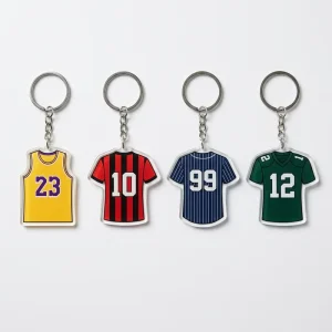 Personalized Mini Sports Plastic Acrylic Bag Keychain Charms Custom UV Printed Apparel Shape Souvenir Key Chain