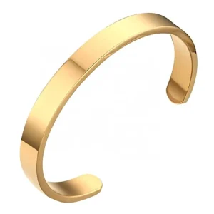 Personalized Open Adjustable Stainless Steel Fashion Gold Plated Zircon Unisex Cuff Bangle