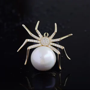 Personalized Pearl Zircon Spider Jewelry Brooches Crystal Acrylic Brooch for Women Ladies