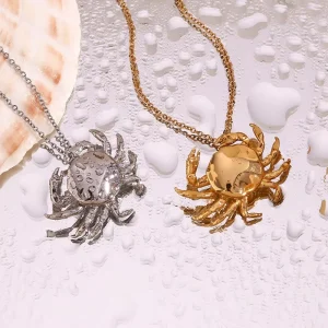 Personalized Small Crab Pendant Necklace 316L Stainless Steel Jewelry 18K PVD Gold Necklace Creative Pendant Necklace