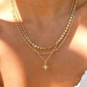 Personalized Waterproof Stainless Steel Three Layer Star Charm Design Jewelry Fashion Pendant Necklace for Women