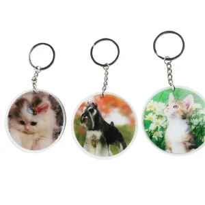 Pet Keyrings Custom Printed logo Acrylic Keychain Round Shape