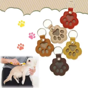 Pet Paw Fur Keepsake Locket Keyring Cherished Memory Holder Hair Keychain Dog Cat Fur Memorial Keychain Charm Pet Owner Gifts