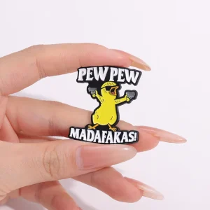Pew Pew Madafakas Cute Chicken Enamel Pins Cool Killer Little Chicken Sunglasses Brooches Lapel Badges