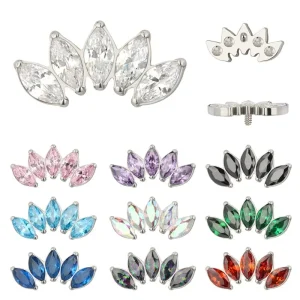 Piercing Body Jewelry ASTM F136 G23 Titanium 5 Prong Set Marquise CZ Internally Threaded Top Jewelry Earring Women