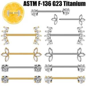 Piercing Titanium G23 Nipple Rings Fashion Body Jewelry Sexy Breast Piercing Gold Plated Zircon Custom Piercing Jewelry Gift