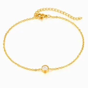 Pig Nose Stainless Steel Foot Chain White Pearl with Dayi Pattern Double Layer Anklet Ring Fashion Accessory