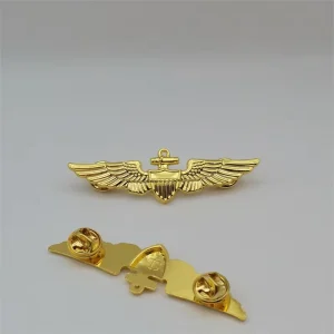 Pilot Costume Brooch 7*2 cm Gold Color Metal Material Fashion Badge Jewelry