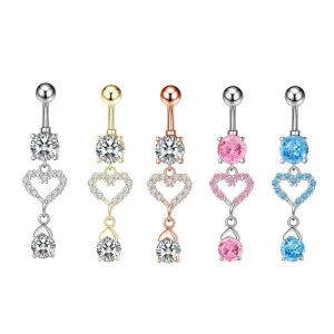 Pink Heart Navel Button Rings Dangle Piercing Belly Piercing Jewelry