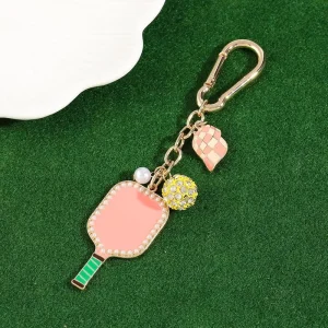 Pink Pickleball Gold Plated Bag Charms Cute Gold Plated Halloween Keychain Purse Charms for Handbags