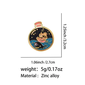 Pirate Ship in Bottle Enamel Pin Brooch Whale Ocean Space Bottle Design Lapel Badge Jewelry for Backpack Jacket Gift
