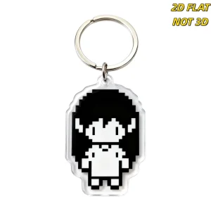 Pixel Art Black and White Character Acrylic Keychain Retro 8 Bit Style Charm Nostalgic Gamer and Anime Inspired Accessory