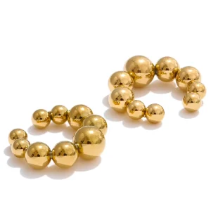Plain Round Bead Gold Plated Ear Bone Clips Woman Stainless Steel Jewelry Ear Cuff