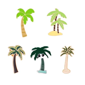 Plants Enamel Pins Badges Cartoon Coconut Palm Tree Brooches for Plant Lover