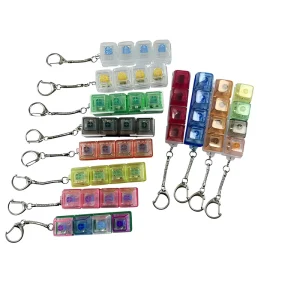 Plastic 4 Keys Mechanical Keyboard Switch Keychain Keycap Tester Switches LED Light Relieve Stress Fidget