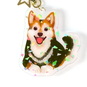 Plastic Acrylic Keychain with Custom Design Cute Style Dog Pendant Keyring Jewelry Accessories