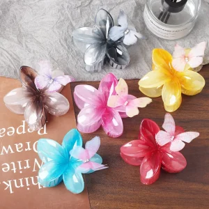 Plastic Butterfly Flower Claw Clips for Women Girls Daily Use Hair Accessory Premium Hair Claw Clip