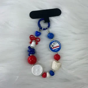 Plastic Football Badge Bead Key Chain Hanging Chain Red Bow White Flower Bag Decoration Fan Accessories