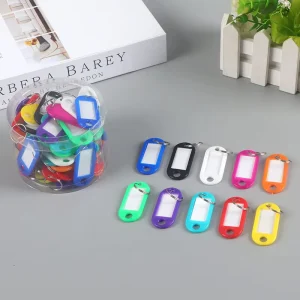 Plastic Key Tag Colorful ID Key Label Name Tag Custom Rectangle ID Tag With Ring