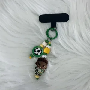 Plastic Mobile Phone Hanging Chain Brazil Sports Football Charm Green White Yellow Contrasting Color Design Lucky Gift