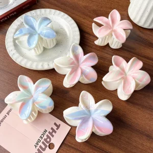 Plastic Neutral Egg Flower Clip Gradient Flower Hair Clip European and American Fashion Shark Clip Hair Accessories