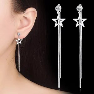Platinum Gold Star Tassel Long Earrings Party Costume Accessories Earrings Jewelry