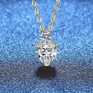 Platinum PT950 18K Gold Moissanite Cultivated Emerald Ruby Sapphire Classic Geometric GRS Certified Pendant Necklace Fashionable