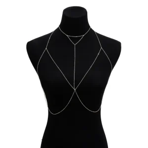 Platinum Plated Zircon Body Chain for Women Trendy Tassel Design for Party & Gift Occasions Chest Chain for Women Sexy Accessory