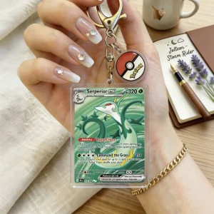 Pocket Elf Card Keychain Pendant Acrylic Anime Cartoon Pok Ball UV Printed Rectangle Shape Cross-border