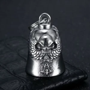 Polished Gold Plated Skull Dragon Bell Stainless Steel Biker Lucky Riding Charm for Motorcycle Gear