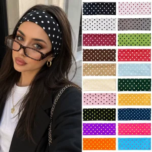 Polka Dot Elastic Headbands Sports Gym Yoga Hair Bands Women’s Fashion Makeup Everyday Headwear Hair Accessory with Custom Logo