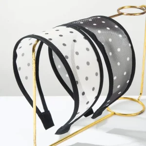 Polka Dots Fashion Simple Mesh Wide Edge Headband Elegant Daily Trendy Fashionable Hair Accessory