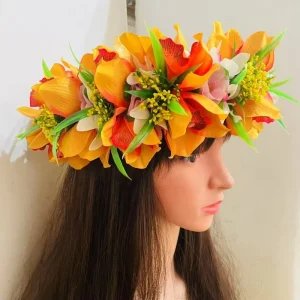 Polynesian Aloha Big Orchid Lily Flower Headband Haku Hair Accessories Artificial Island Tropical Party Decoration for Dancing