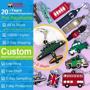 Pop London PVC Keychains British Culture Inspired Keyring Charms with Big Ben Guard Plane Phone Booth Key Rings Bulk