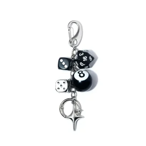 Popular Black 8 Pool Bag with Metal Keychain Charm Trendy Style