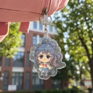 Popular Cartoon Style Custom DIY Acrylic Keychain Glitter Epoxy Transparent Cute Acrylic Key Chain with Anime Elements