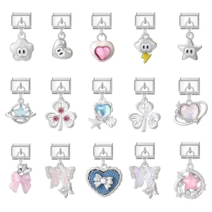 Popular DIY Jewelry Italian Pendant Charms Stainless Steel Charm Bracelets Crystal Rhinestone Newest Style Classic Design 18K
