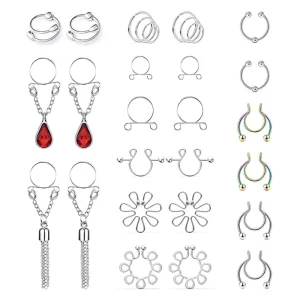 Popular Design Stainless Steel Titanium Clip on Non Piercing Nipple Rings Body Jewelry Piercing