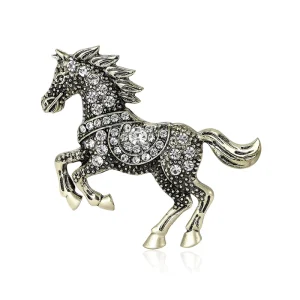 Popular Fashion Lightweight Luxury Retro Enamel Horse Diamond Brooch Versatile Clothing Pin for Dress and Outfit Decoration