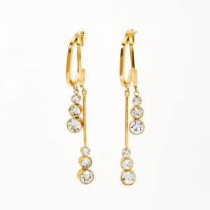 Popular French C Stud Stainless Steel PVD Plated 18k Gold Light Luxury Super Flash 5A Zircon Pendant Fashion Girl Earrings
