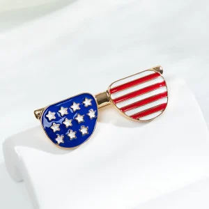 Popular Independence Day Flag Fashion Alloy Rhinestone Pearl butterfly Brooch Women’s Temperament Versatile Accessory Brooch
