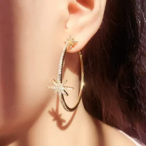 Popular Luxury Cross Border Big Earrings for Women Micro Inlaid Zircon Rice Shaped Big Earrings Sexy